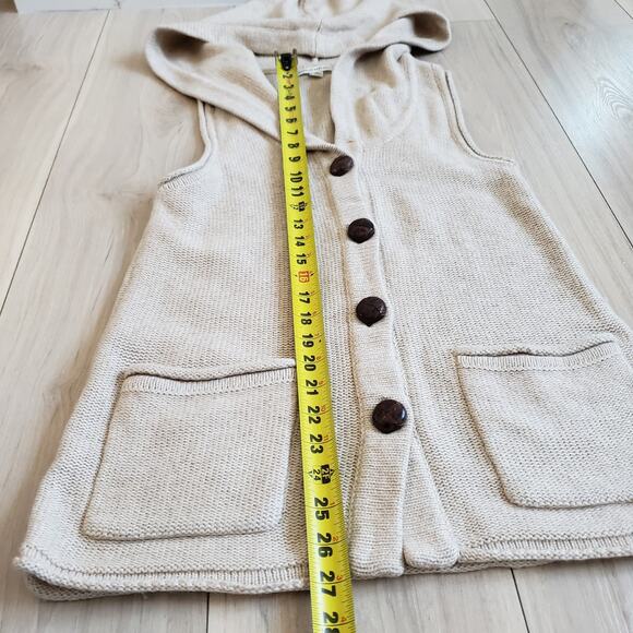 SOLD Banana Republic Hooded Vest Womens M Beige Wool Cashmere Knit Sweater - Picture 5 of 7